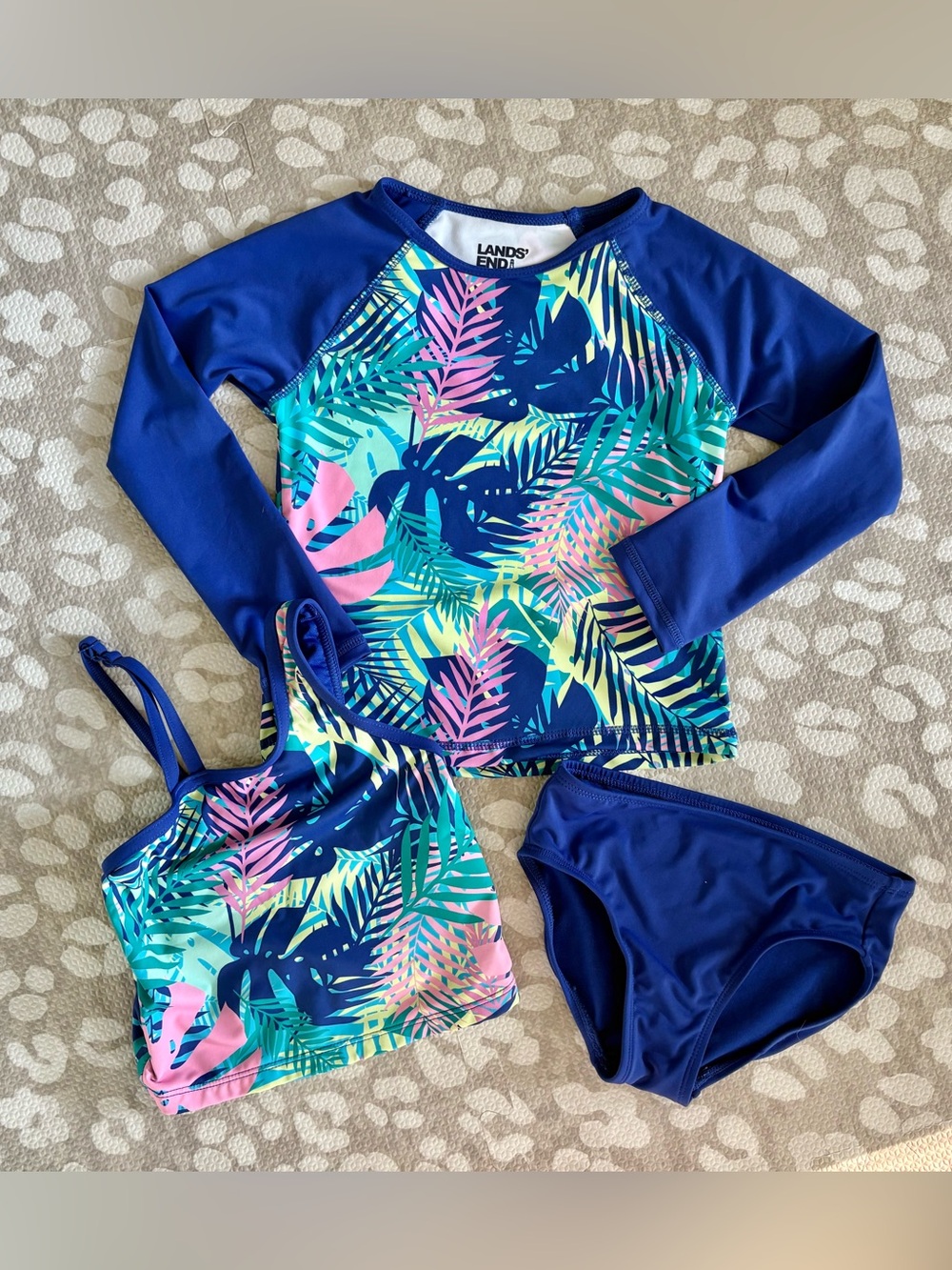 Lands End 4T girls 3 piece swimsuit